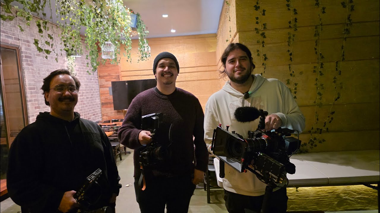 The Dakar Apprenticeship camera crew with their cinema rigs on location